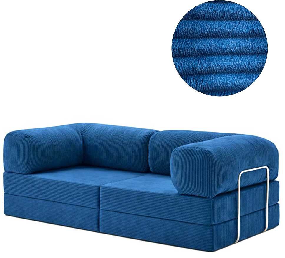 Lounger Couch mit Schlaffunktion Kaltschaum in blau
