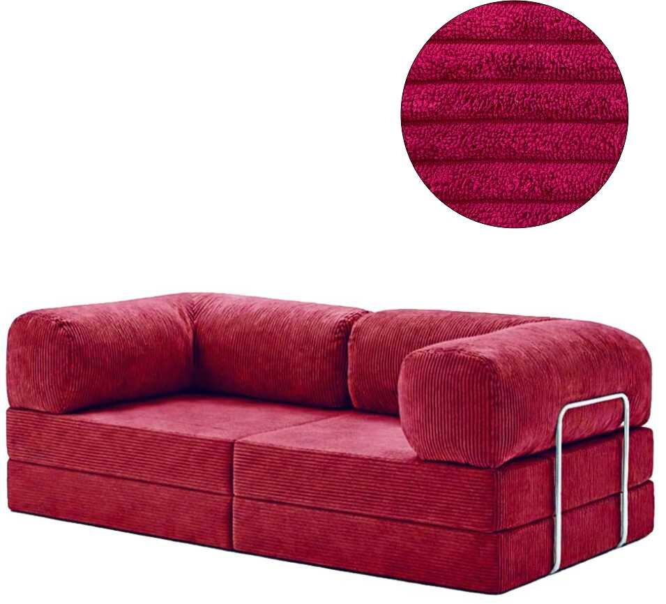 Lounger Couch mit Schlaffunktion in bordeaux rot