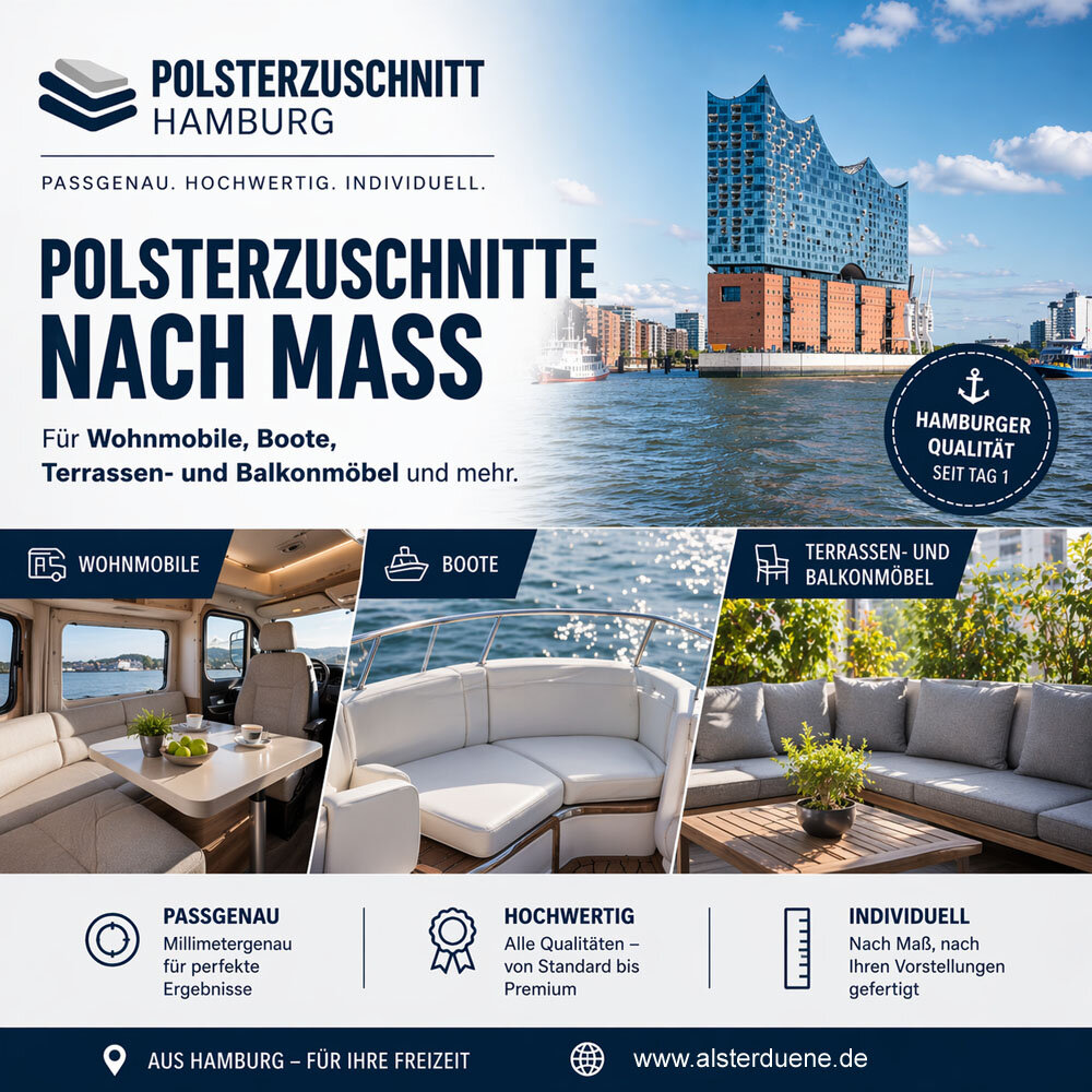 Polster nach Maß für Wohnwagen, Boote, Balkonmöbel, Wohnmobile etc. in allen Preisklassen