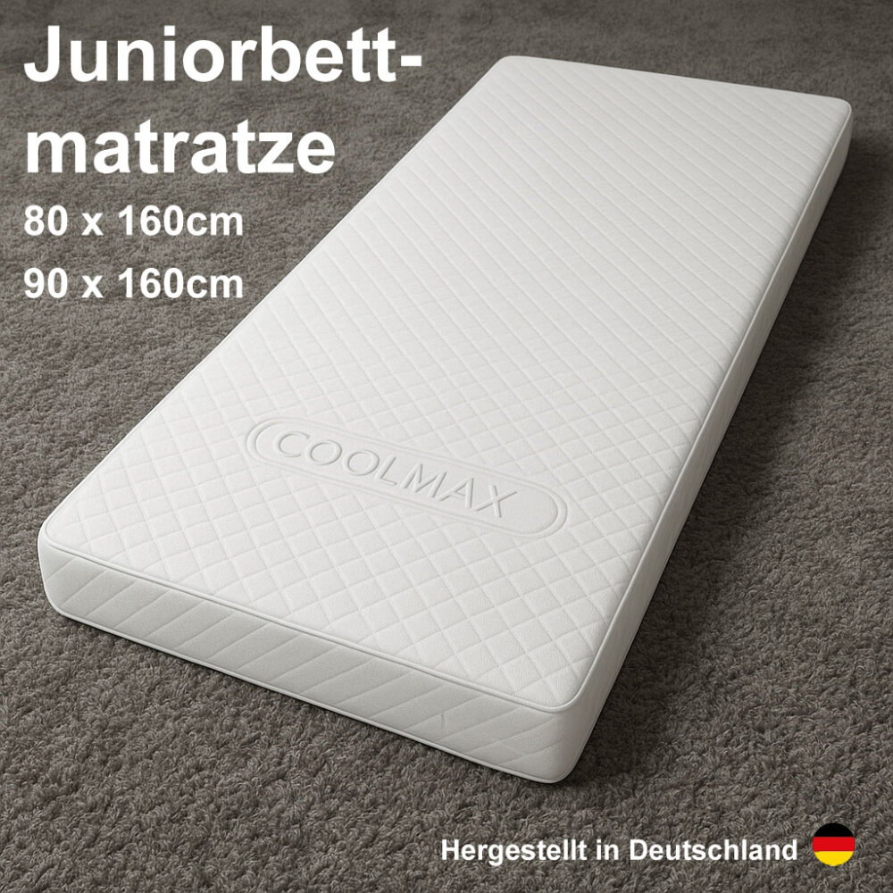 Premium Juniorbettmatratze 80/90x160cm Kaltschaum, ÖKOTEX-100 Klasse 1, CoolMAX®
