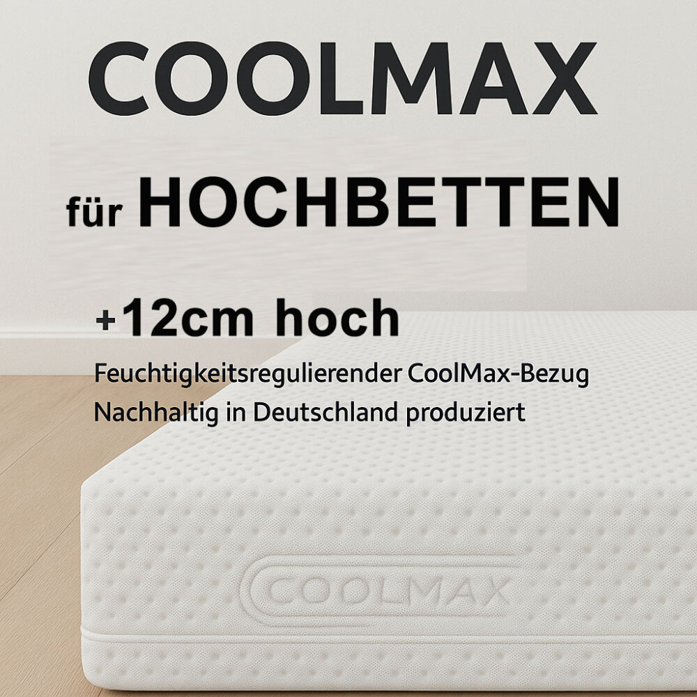 Spezial Hochbettmatratze COOLMAX PLUS 90/120x200cm,...