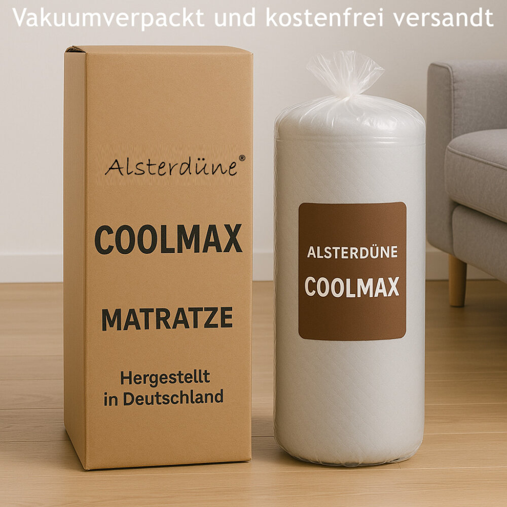 Spezial Hochbettmatratze COOLMAX PLUS 90/120x200cm, Höhe 12cm, Kaltschaum, Schadstoffgeprüft