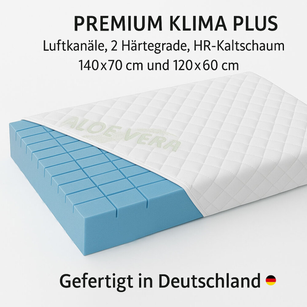 Unsere Beste: Babybettmatratze PREMIUM KLIMA PLUS, Höhe 11cm, Luftkanäle, HR-Kaltschaum