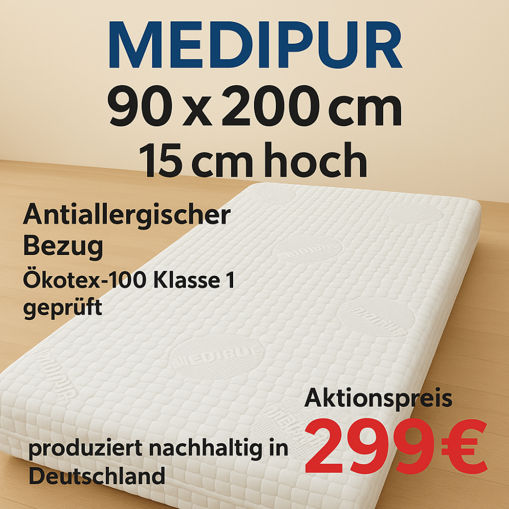 Kindermatratze MEDIPUR®, Höhe 15cm, Anti-Allergischer Bezug