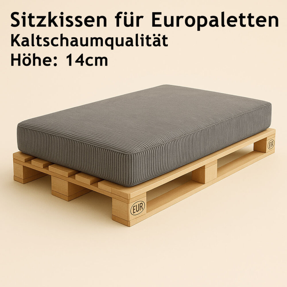 Matratze für Europaletten, 14cm Kaltschaum, Cordbezug
