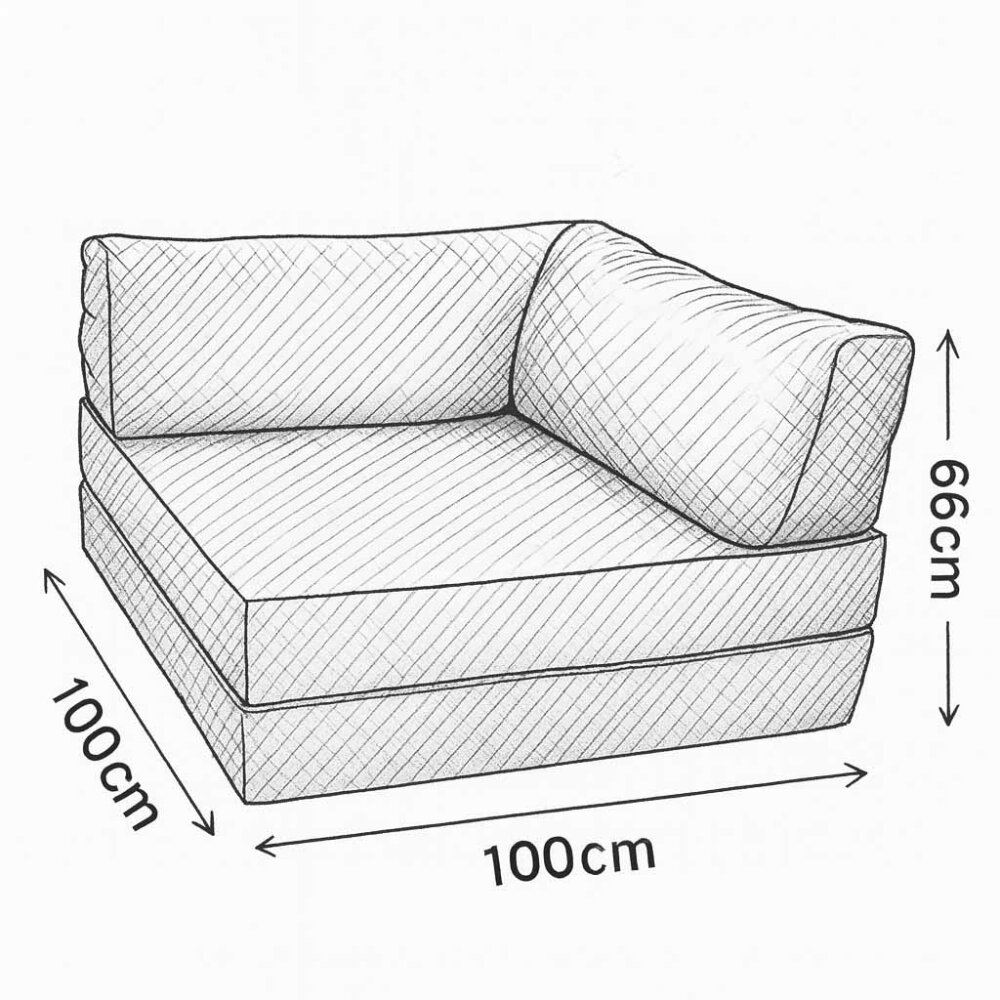 Modularer Ecksessel LOUNGER li/re, mit Schlaffunktion, 100x100cm, Cordstoff