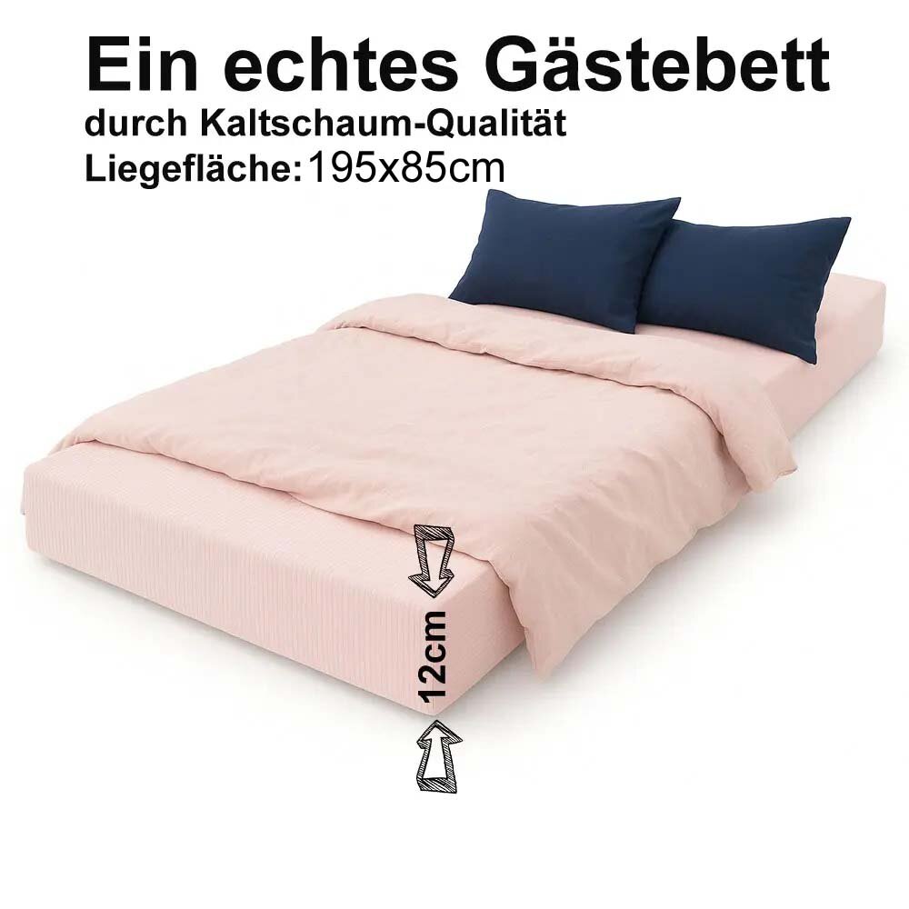 2-in-1 Spielmatratze/Gästebett, Kaltschaum, 12cm hoch, weicher Cordstoff