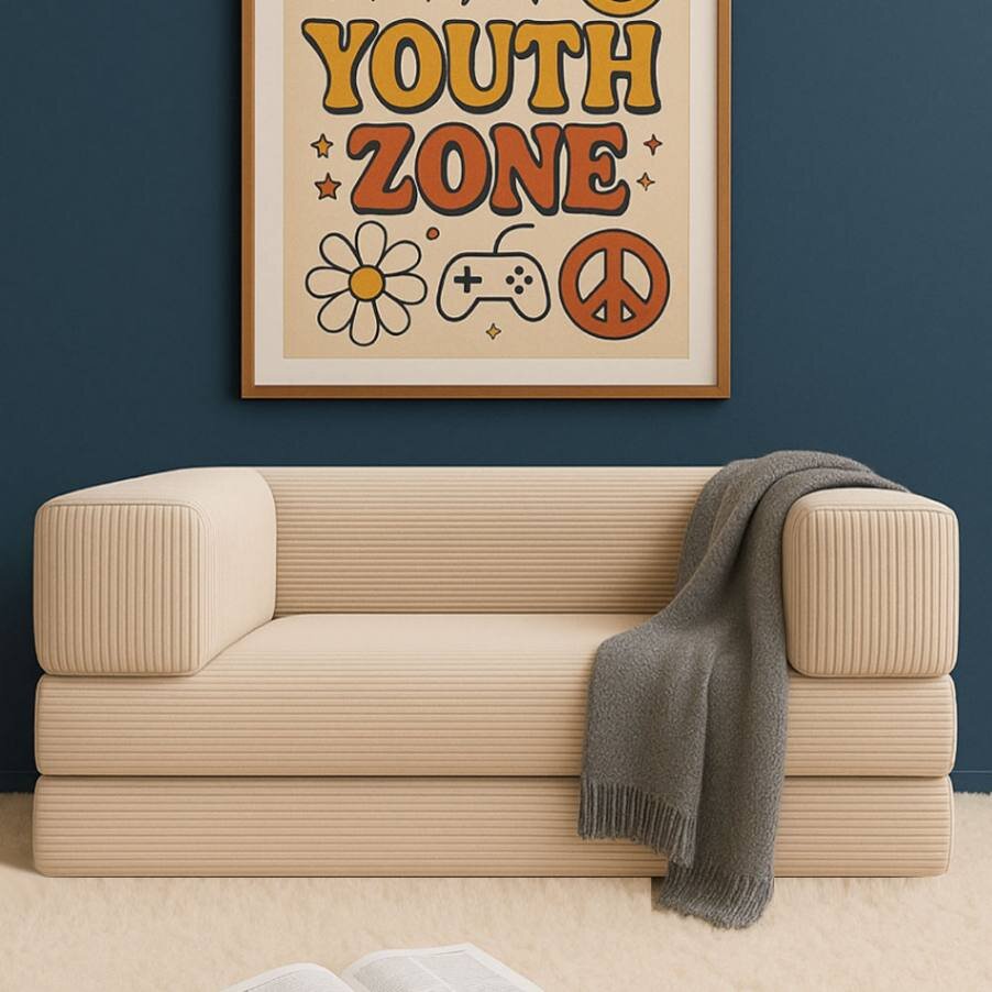 Chill-Sofa/Sessel 140x100cm, mit Schlaffunktion, Cordstoff, Kaltschaum