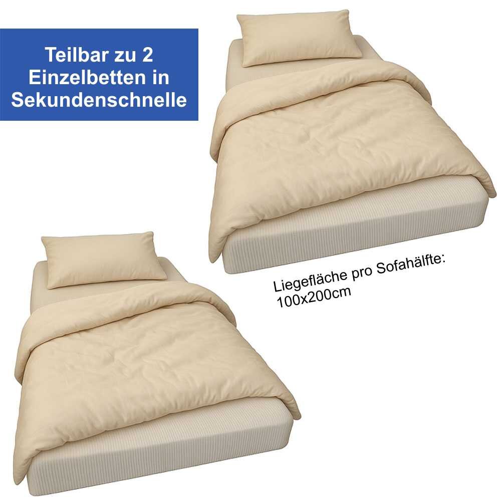 Kompaktes Ecksofa LOUNGER li/re, 200x200cm, mit Schlaffunktion, Cordstoff