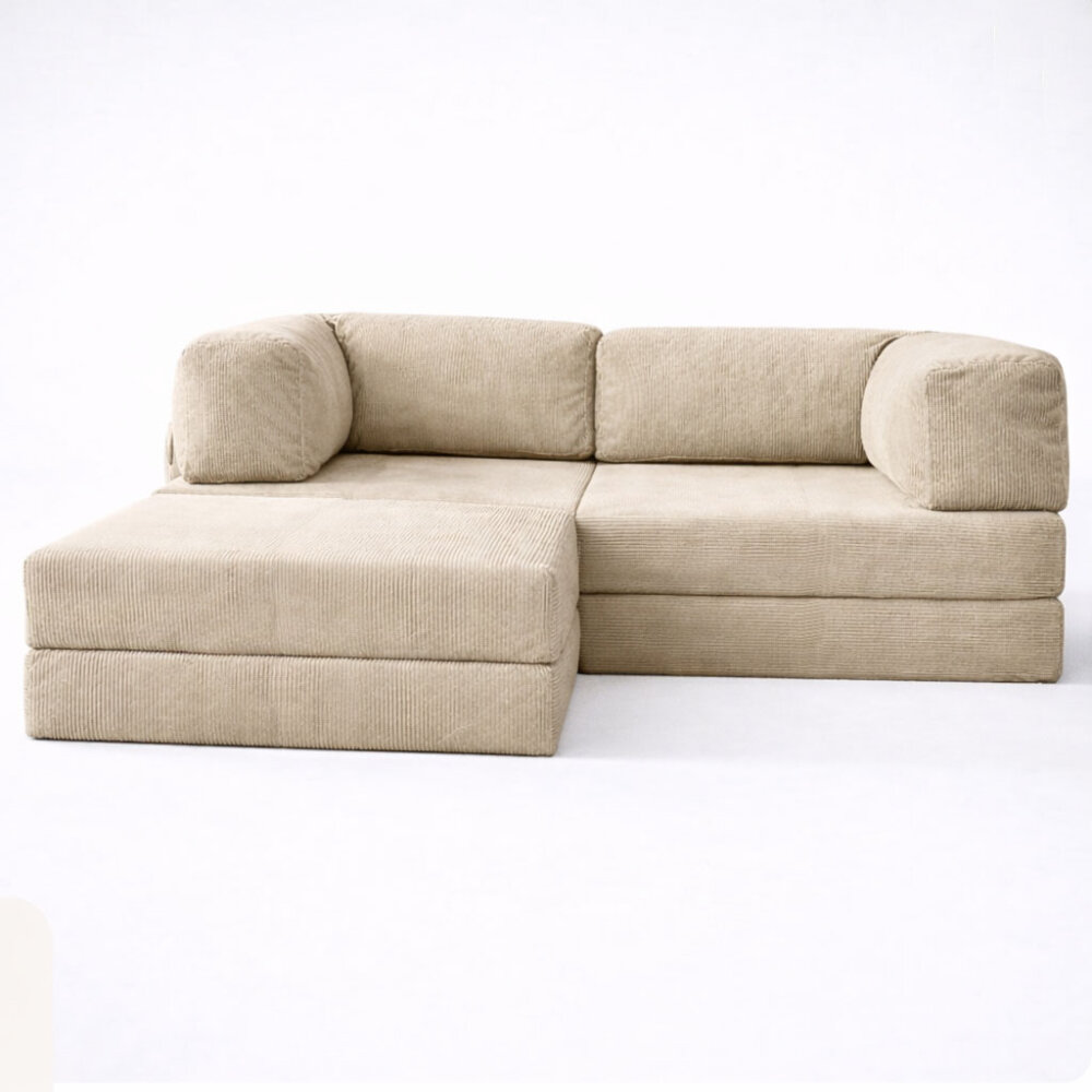 Kompaktes Ecksofa LOUNGER li/re, 200x200cm, mit Schlaffunktion, Cordstoff