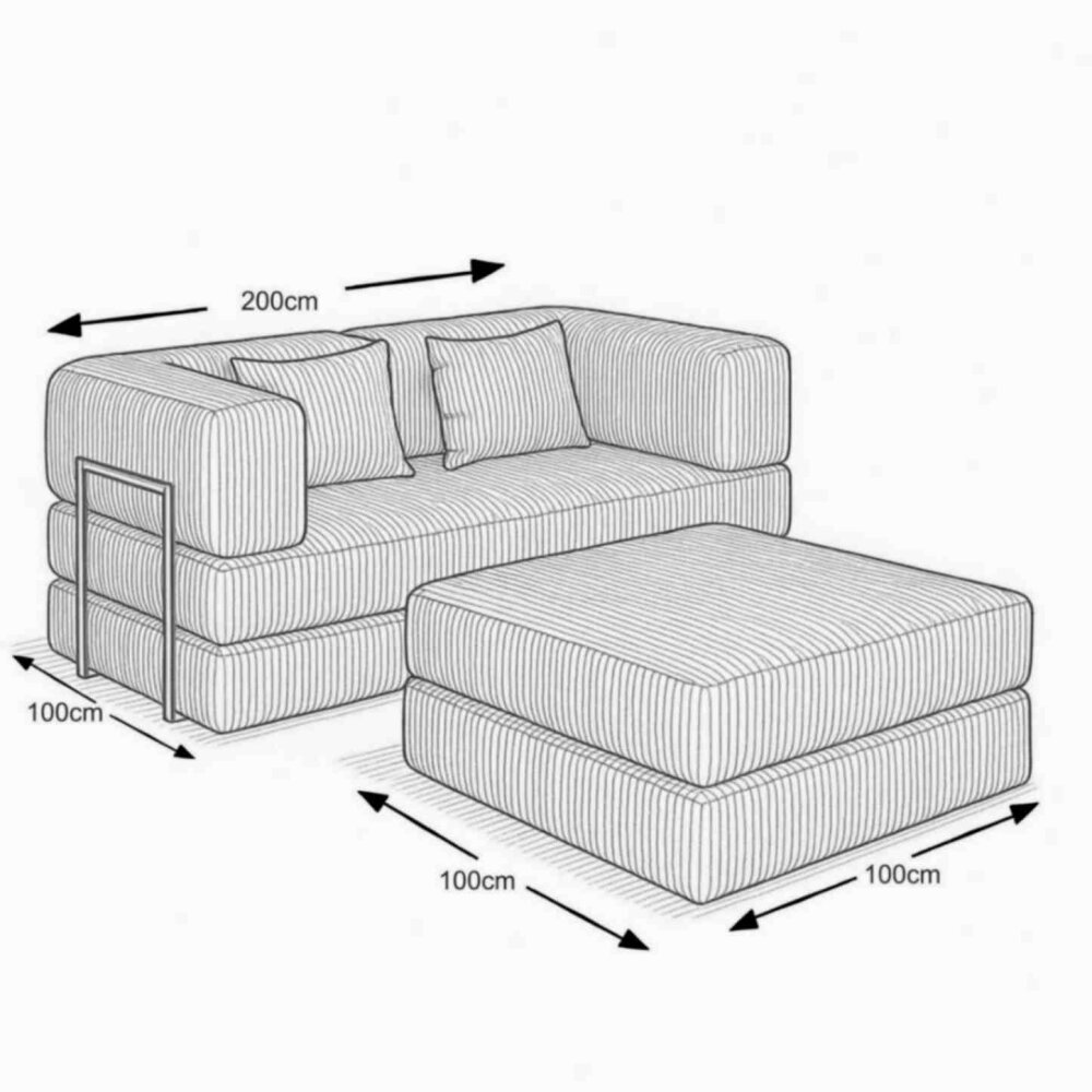 Kompaktes Ecksofa LOUNGER li/re, 200x200cm, mit Schlaffunktion, Cordstoff