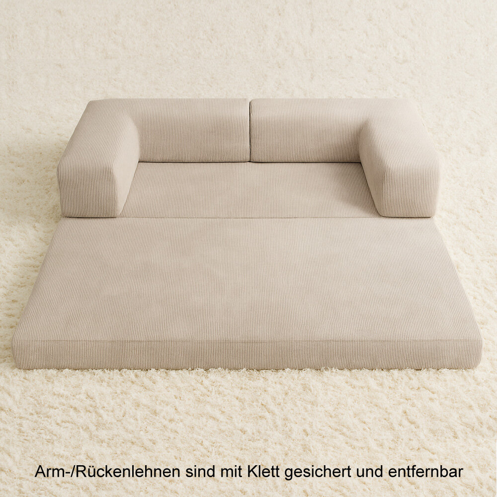 Multifunktionales Ecksofa, viele Größen, mit Kaltschaum-Gästebett, Cordstoff