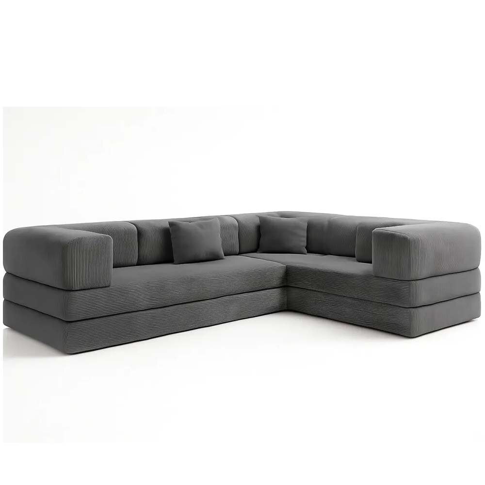 Multifunktionales Ecksofa, viele Größen, mit Kaltschaum-Gästebett, Cordstoff