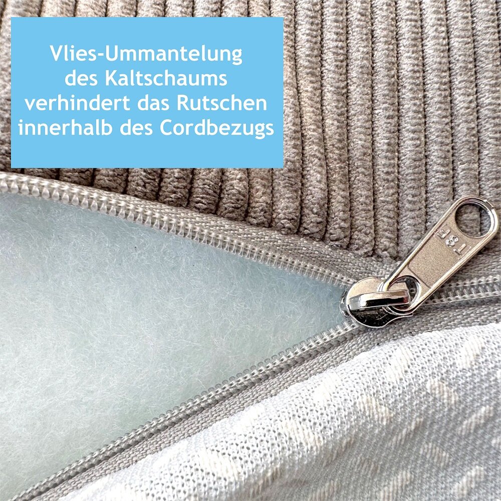 Multifunktionales Ecksofa, viele Größen, mit Kaltschaum-Gästebett, Cordstoff