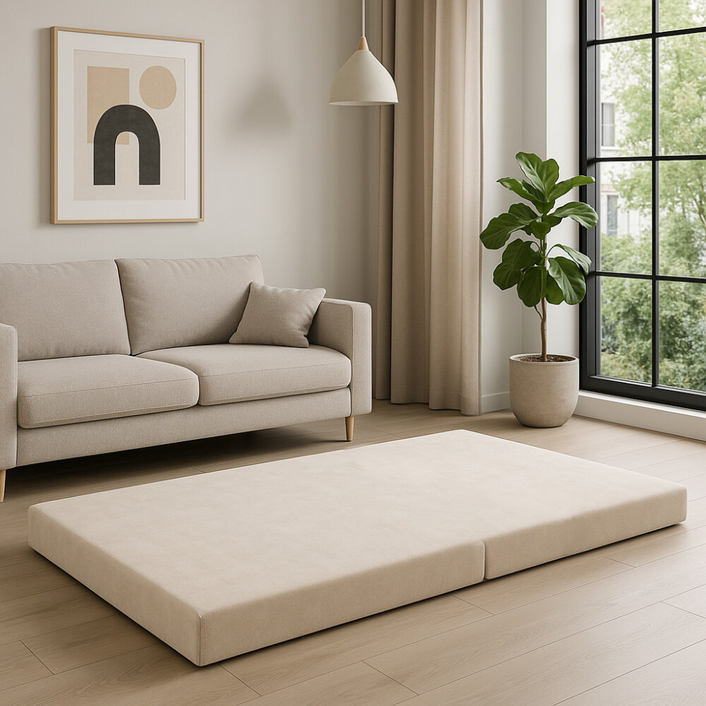 Modularer Hocker/Schlafsessel LOUNGER, 100x100cm, Cordstoff