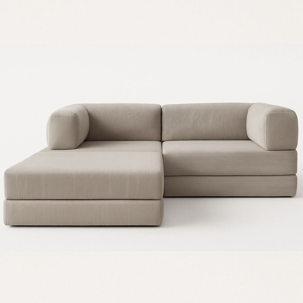 Modularer Hocker/Schlafsessel LOUNGER, 100x100cm, Cordstoff