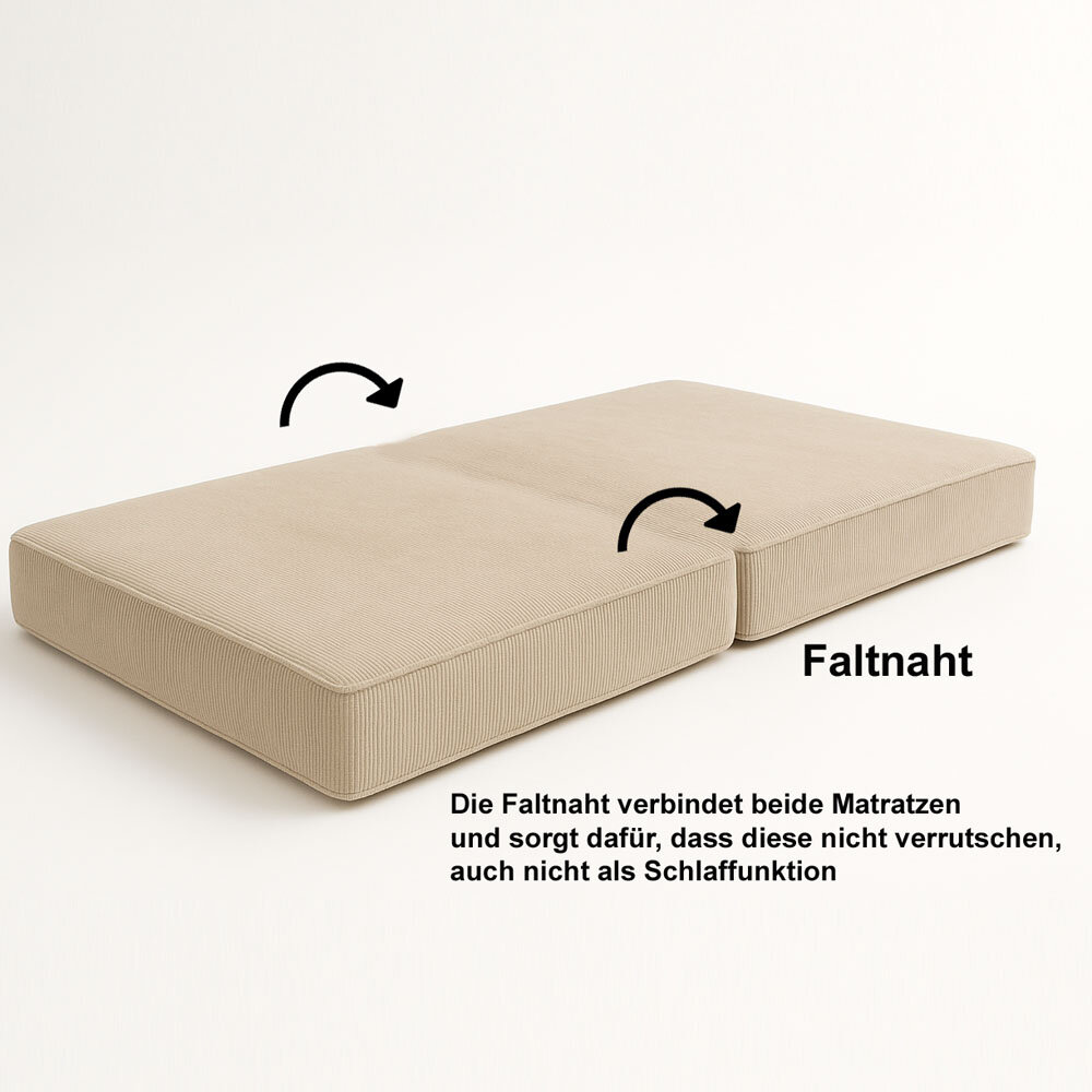 Modularer Hocker/Schlafsessel LOUNGER, 100x100cm, Cordstoff