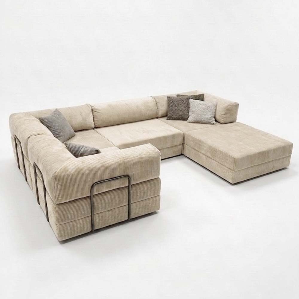 Sofalandschaft LOUNGER li/re, 300x200x200cm, mit Schlaffunktion, Cordstoff