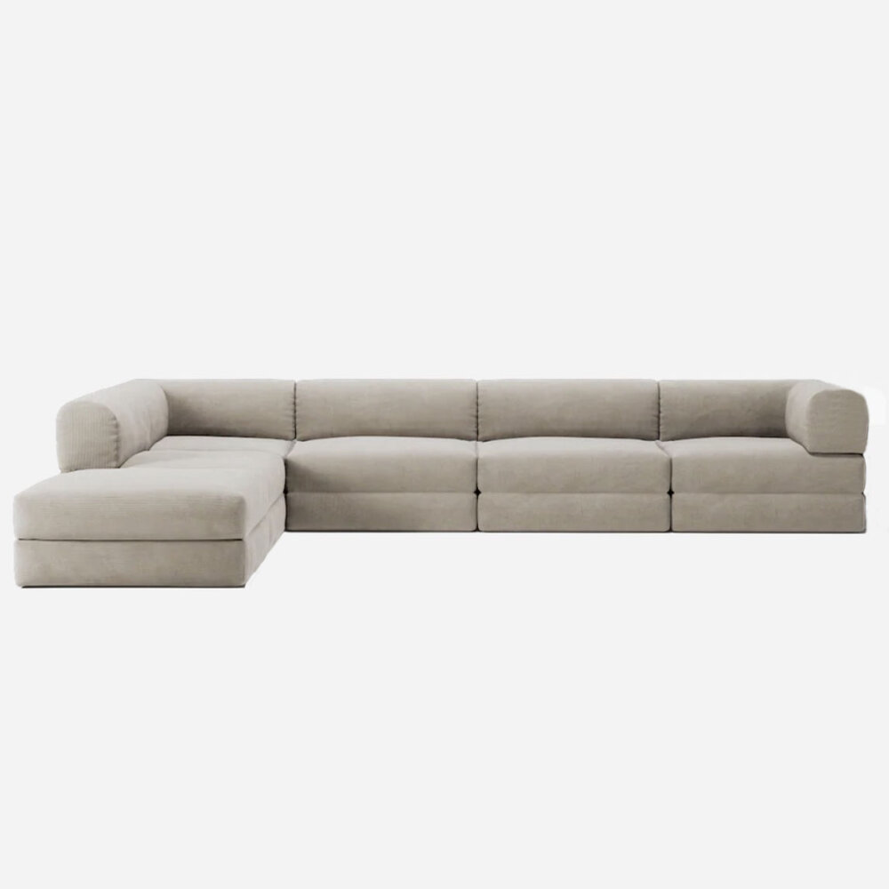 Ecksofa LOUNGER, 400x300cm, mit Schlaffunktion, Cordstoff