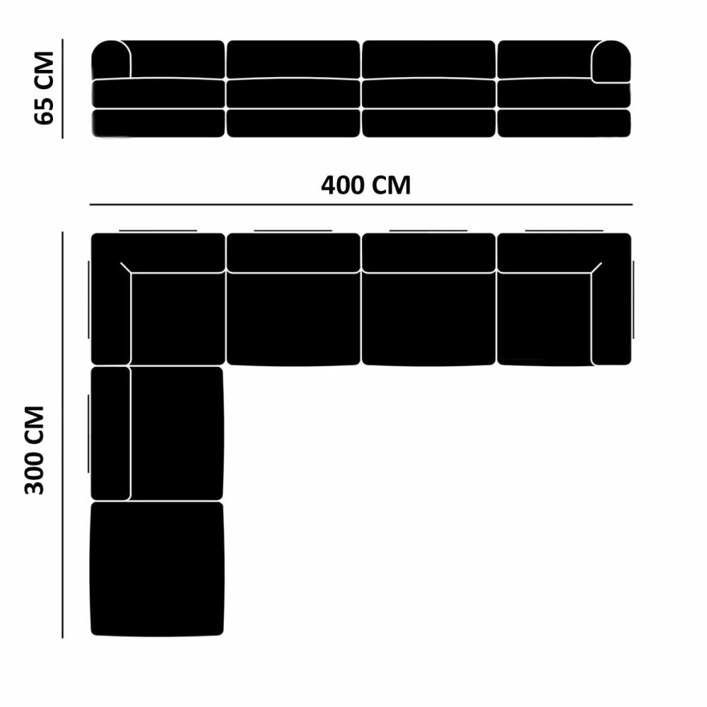 Ecksofa LOUNGER, 400x300cm, mit Schlaffunktion, Cordstoff