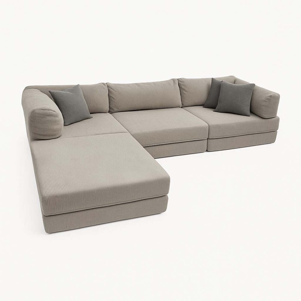 3-Sitzer LOUNGER mit Ottomane, 300x200cm, mit Schlaffunktion, Cordstoff