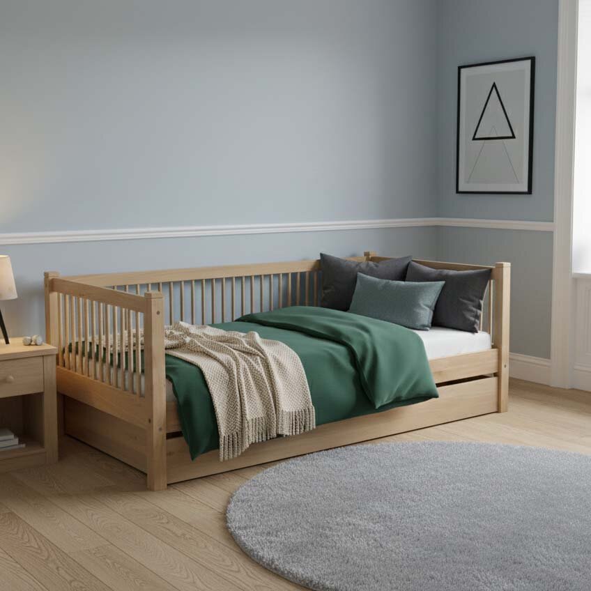 Sofabett Tagesbett 90x200cm, 100% massive Eiche