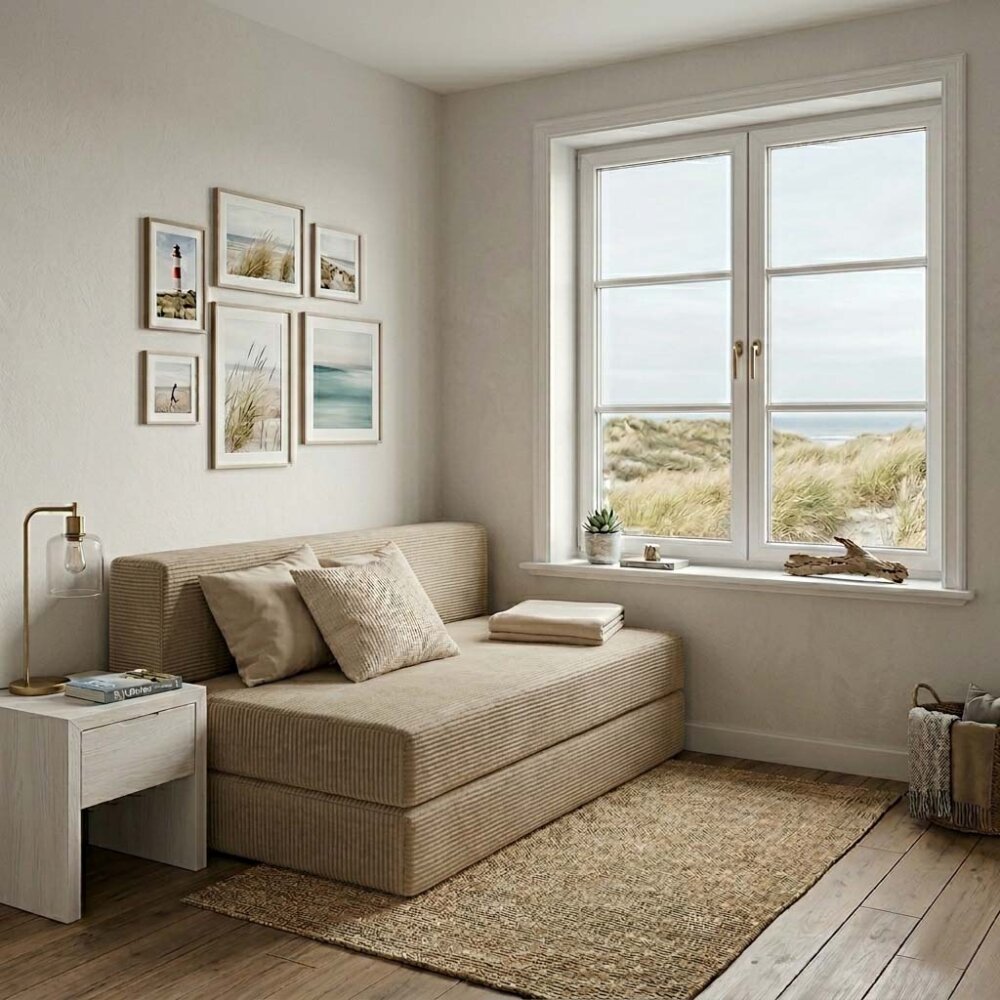 Für kleine Gästezimmer: Schlafsofa mit Kaltschaum und Feincord, viele Größen